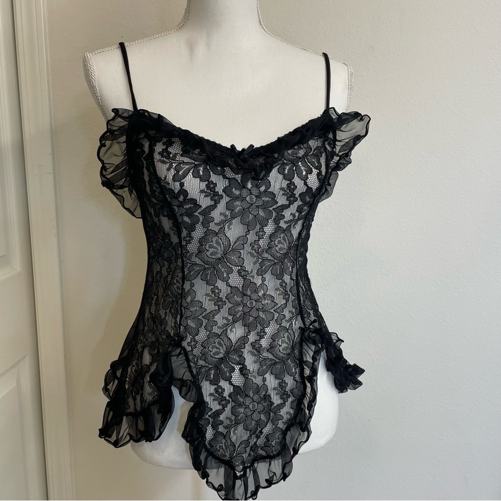 Vintage SEDUCTIVE WEAR by Cinema Etoile Women size M??Black‎ Sheer Nightie  Sexy